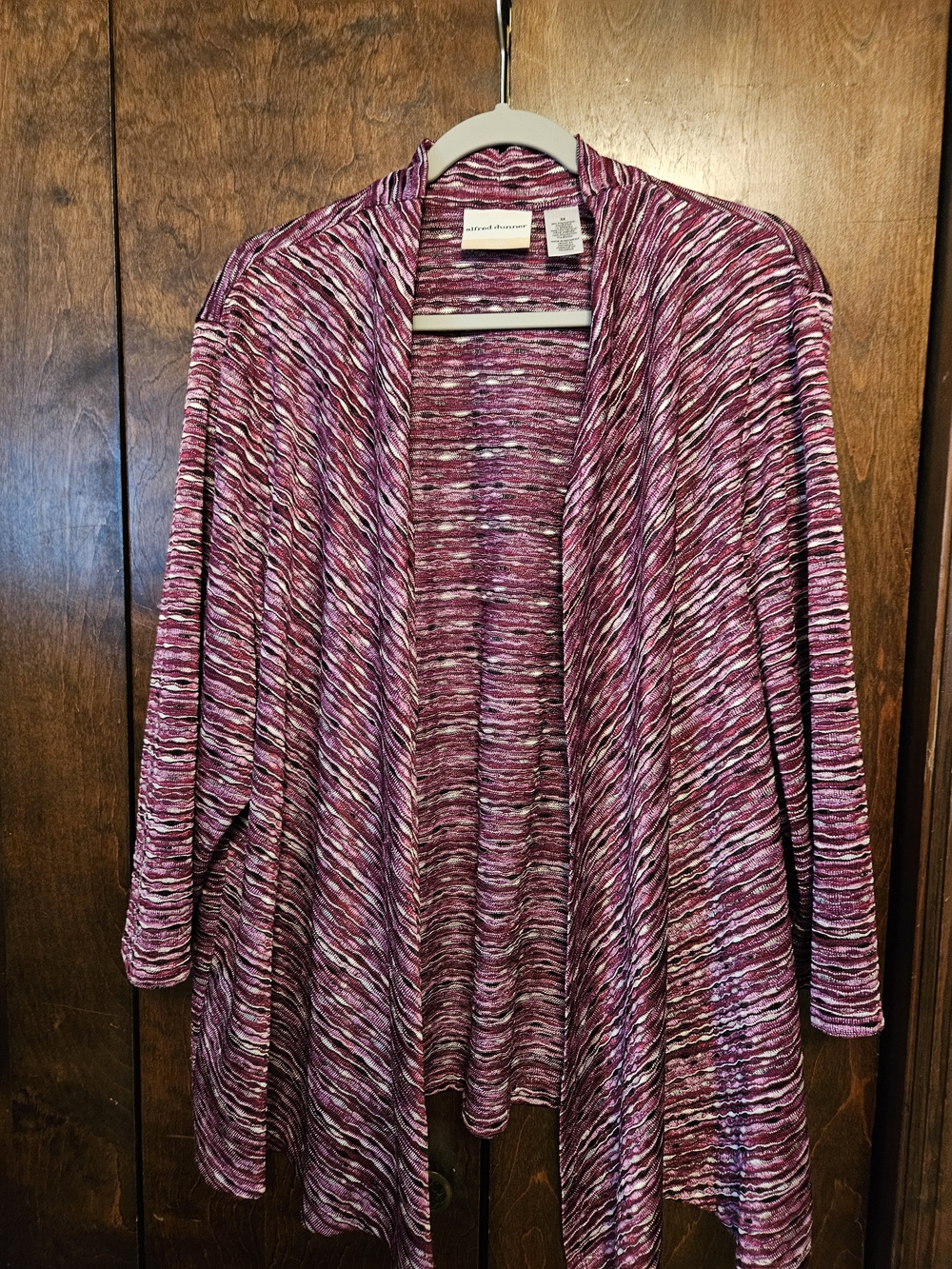 Alfred Dunner Purple Space-Dye Open-Front Cardigan